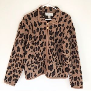 Leopard pattern : Wool jacket zip up